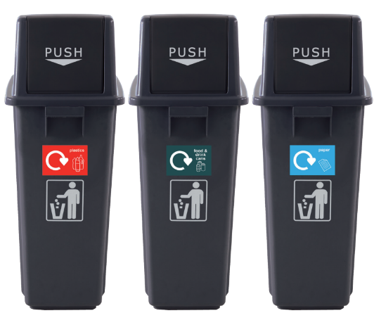 Push Flap 60L Office Recycling Bin Package